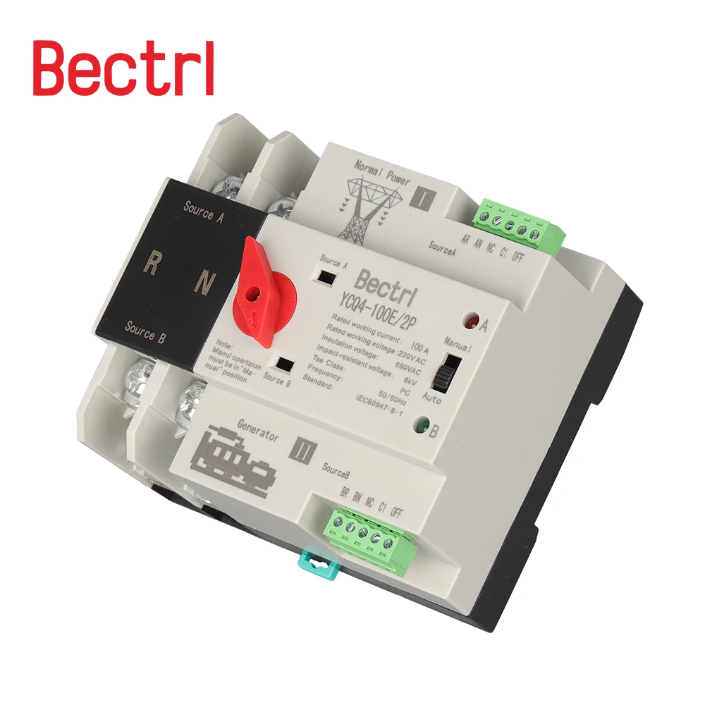 2P 3P 4P Din Rail ATS Dual Power Automatic Transfer Switch Electrical Selector Switches Uninterrupted Power