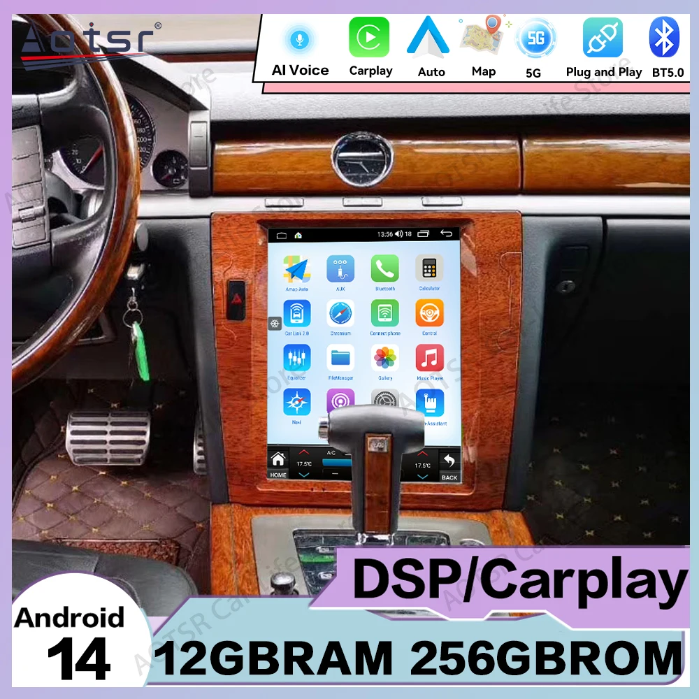 12.1 Inch AI Voice Screen Android 14 Auto Multimedia Car Radio Receiver For VW Phaeton 2003~2013 GPS Navigation IPS Head Unit