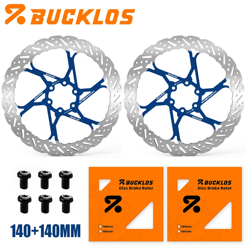 BUCKLOS 2 Stück Fahrrad-Bremsscheiben 160mm 140mm 180mm 203mm Bremsscheiben mit Wärmeableitung Hydraulische Scheibenbremsen Rotor