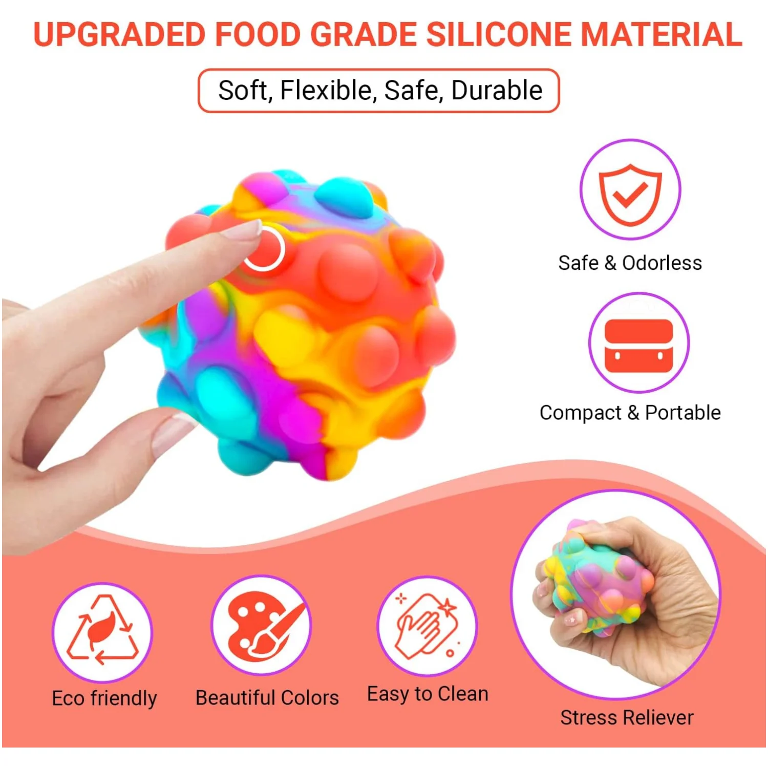 Push Pop Bubble Fidget Sensorisches Spielzeug 3D-Stressbälle für Autismus, Stress, Angst, Klassenzimmerpreise, Studentengeschenke – Detail 3