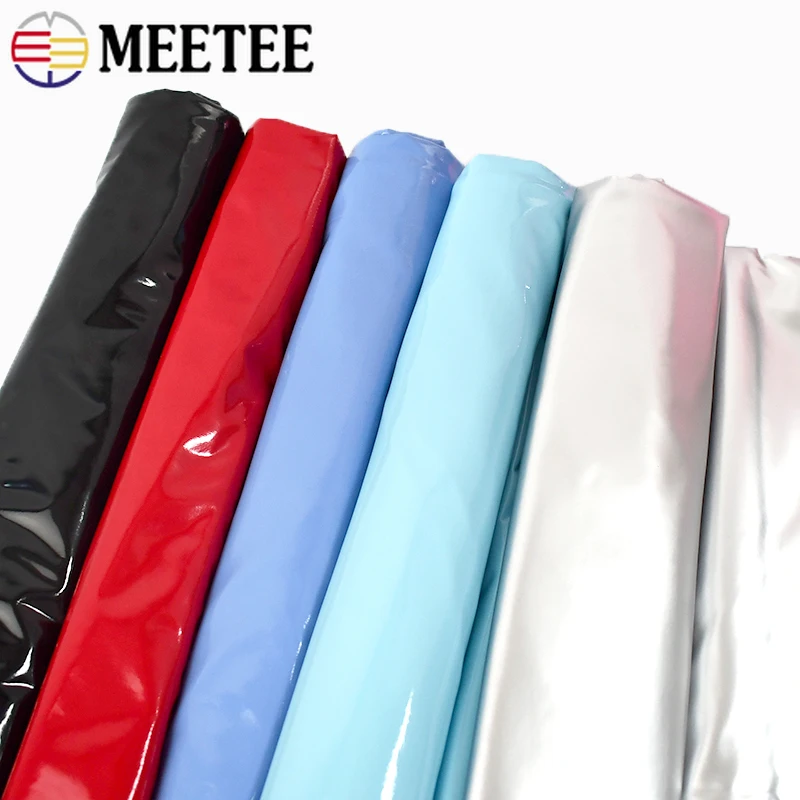 

Meetee 50*145cm Shiny Glossy Soft Leather Fabric Elastic Faux PU Fabrics for Dress Clothes Cloth Material DIY Sewing Accessories