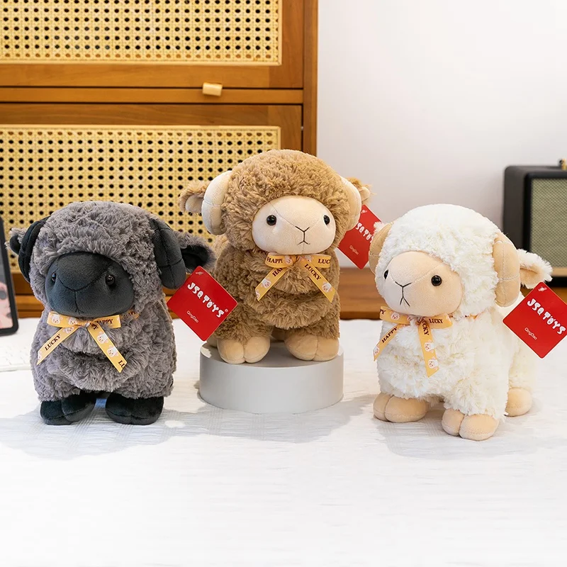 23cm Soft Curly Sheep Plush Toys Movie Stuffed Animals Soft Alpaca Plush Dolls Stuffed Sheep Plushie Baby Toys Gifts for Kids