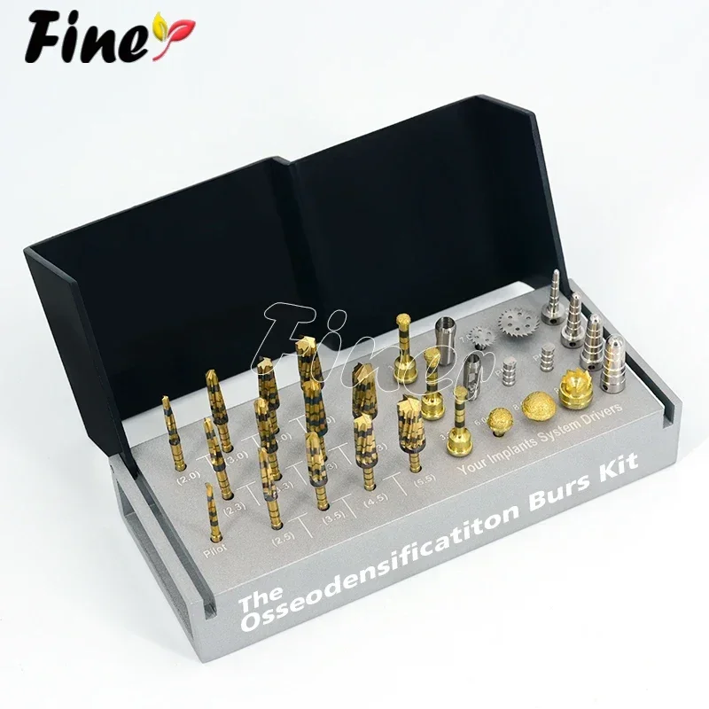 29pcs Osseodensification Burs Kit Dental Implant Drills with Bone Saw Disk Membrane Diamond Coated Bur Drills Tissue Punch