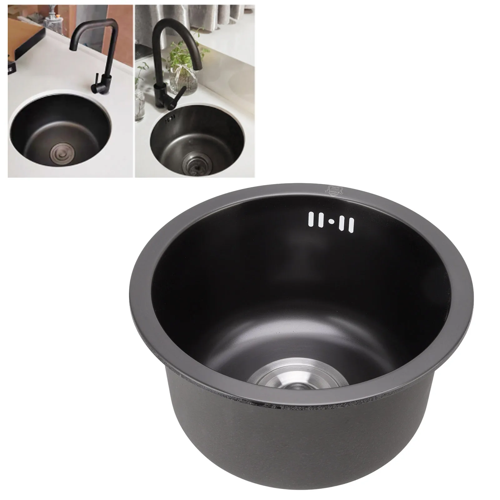 

Mini Round Kitchen Sink Bar Stainless Steel Basin Single Bowl With Drain Accessories For Home