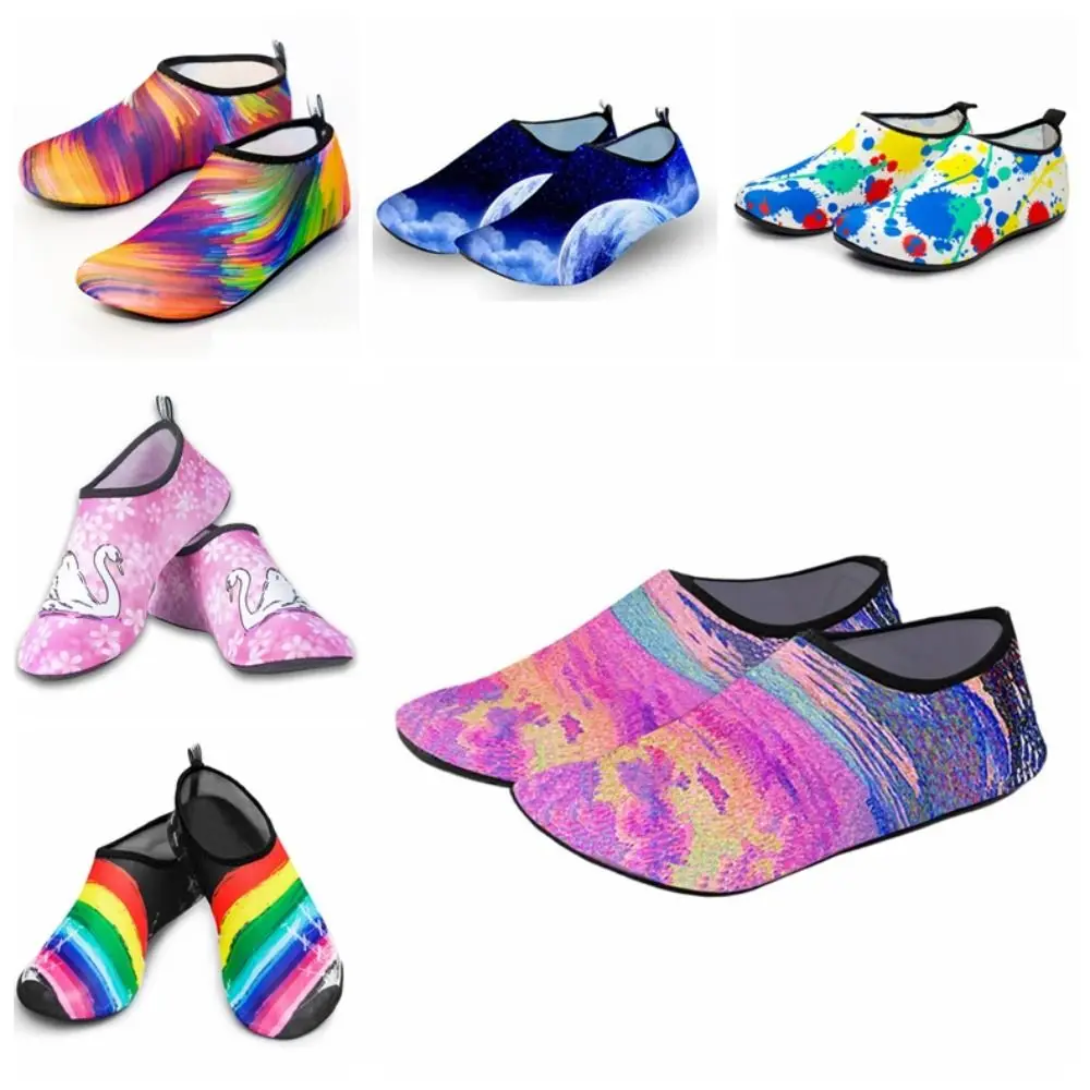 1 Pair of Dance 26cm Aqua Shoes XXL Barefoot Sport Socks Quick Drying Rainbow Color Beach Socks Shoes Water Sport