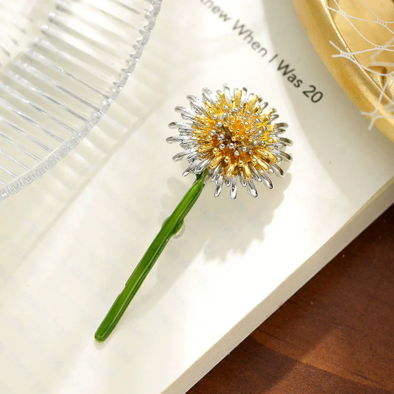 New Green Dandelion Flower Enamel Brooches Women Men's Weddings Plants Brooch Pins Gifts