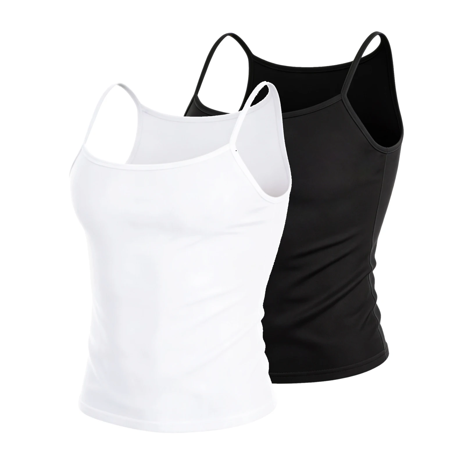 2 Pack Thin Slips Vest Spaghetti Strap Men Soft Stretch Sleeveless Shirt Tank Tops Undershirt Casual Slim Fit Body Fitness