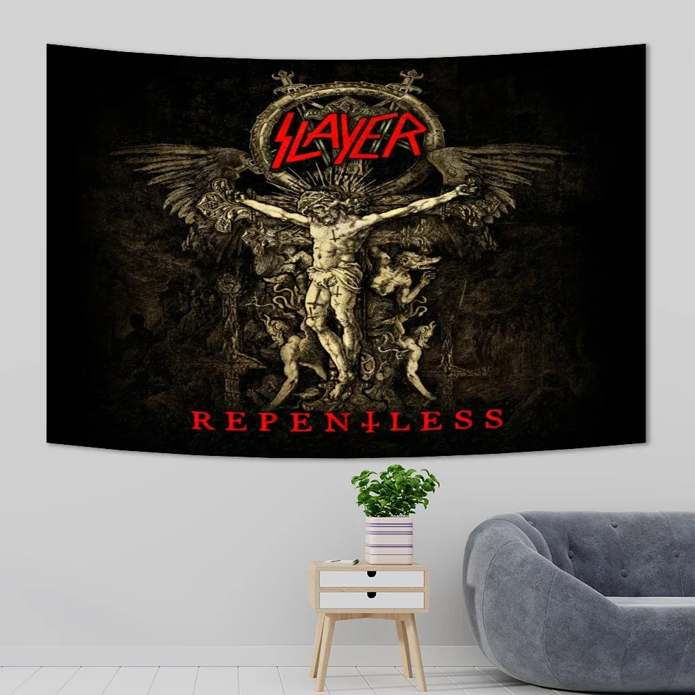 Slayer Album Covers South Of Heaven Tapestry Wall Hanging Heavy Metal Band Hippie Tapestries Room Decoration Aesthetic Home Flag