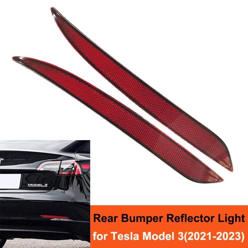 for Tesla Model 3 Rear Bumper Reflector Brake Light Left Right Rear Fog Reflex Tail Warning Strip Lamp Model3 2023 Accessories