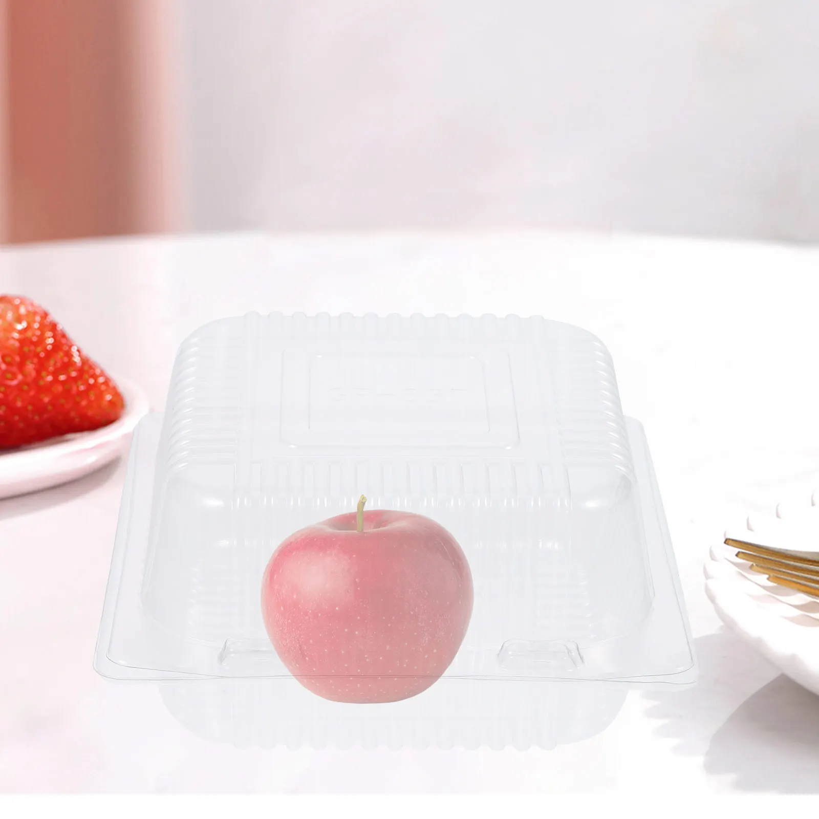 

50pcs Transparent Food Containers Plastic Boxes for Cakes Vegetables Disposable Packing Clamshell Container Single Use Suitable