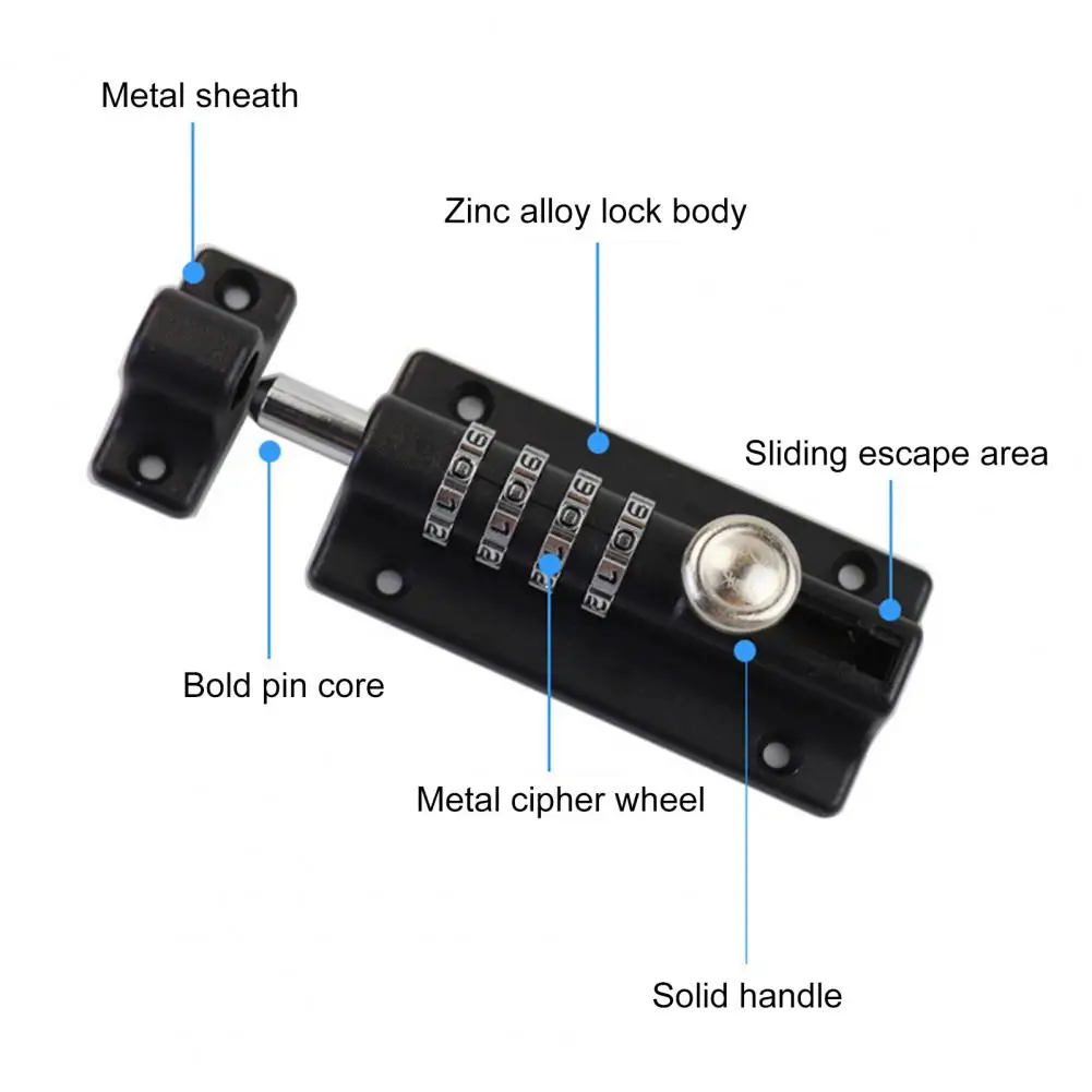 Modern Door Bolt Code Lock High Strength Shock-proof Simple Sliding Door Bolt Code Lock for Home Not Easy to Loose