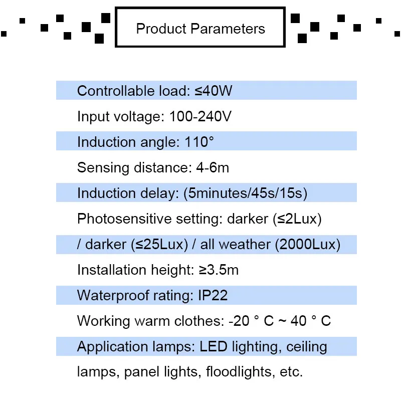 Time Delay Illumination Adjustable AC 100-240V Human Induction Detector PIR Motion Sensor Switch for Home Lighting 45mm