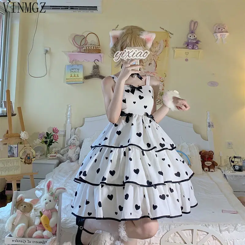 Grande stardust jardim eros jsk suspender em camadas bolinhas lolita bolo vestido vestidos de mujer