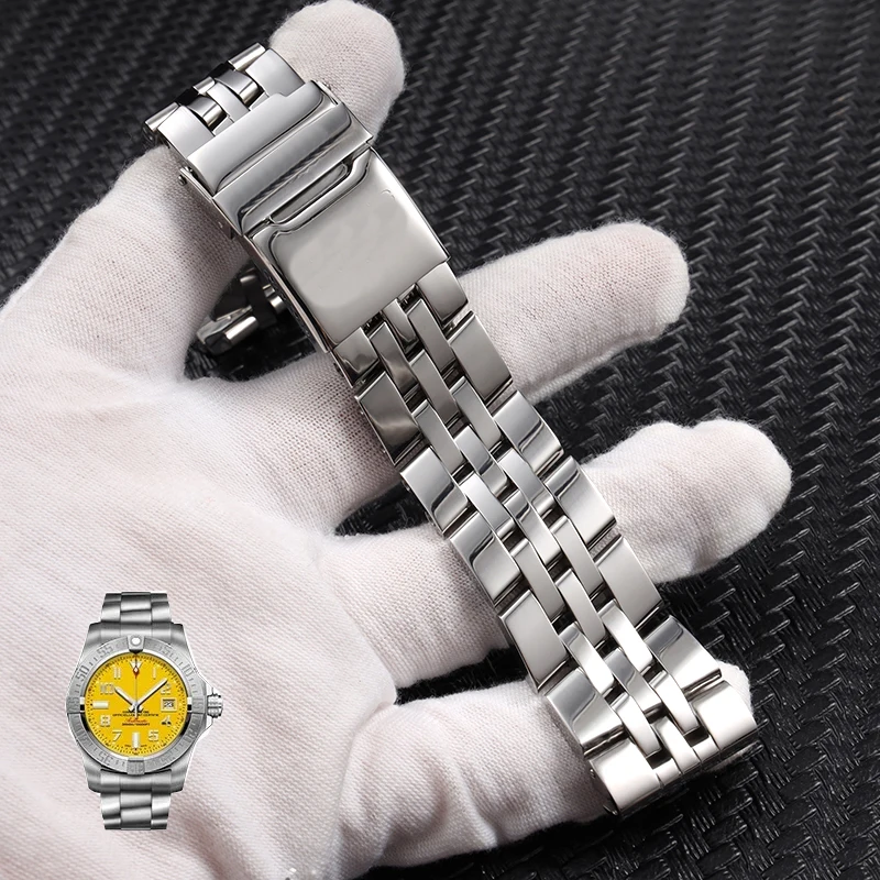 

Solid Stainless 20mm 22mm 24mm Steel Watchband Bracelet For Breitling Watch For AVENGER NAVITIMER SUPEROCEAN Watch chain