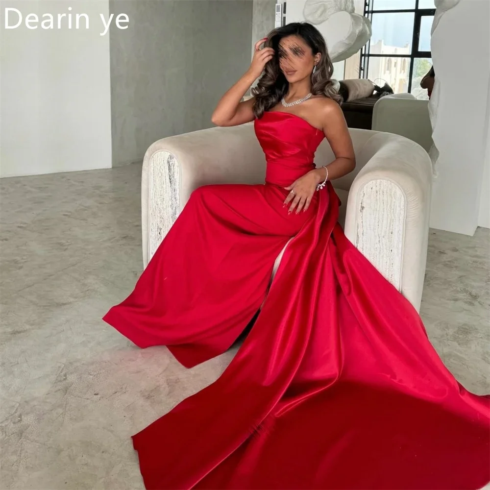 

Prom Dress Evening Dearin Strapless Column Floor Length Skirts Vertically Sleeveless Bespoke Occasion Dresses Formal Gown Saudi