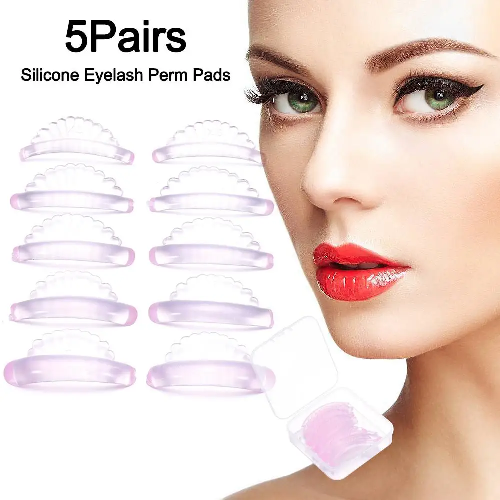 5Pairs Applicator Tools Silicone Eyelash Perm Pads Reusable Shell Style Sticky Lashes Rods 3D Eyelash Curler Accessories
