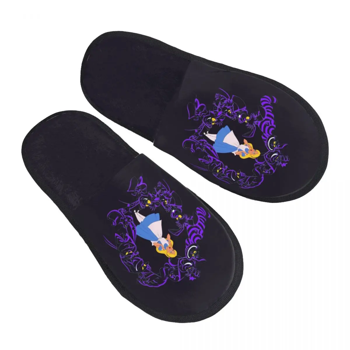 

Custom Alice In Wonderland Soft Scuff With Memory Foam Slippers Women Hotel House Shoes