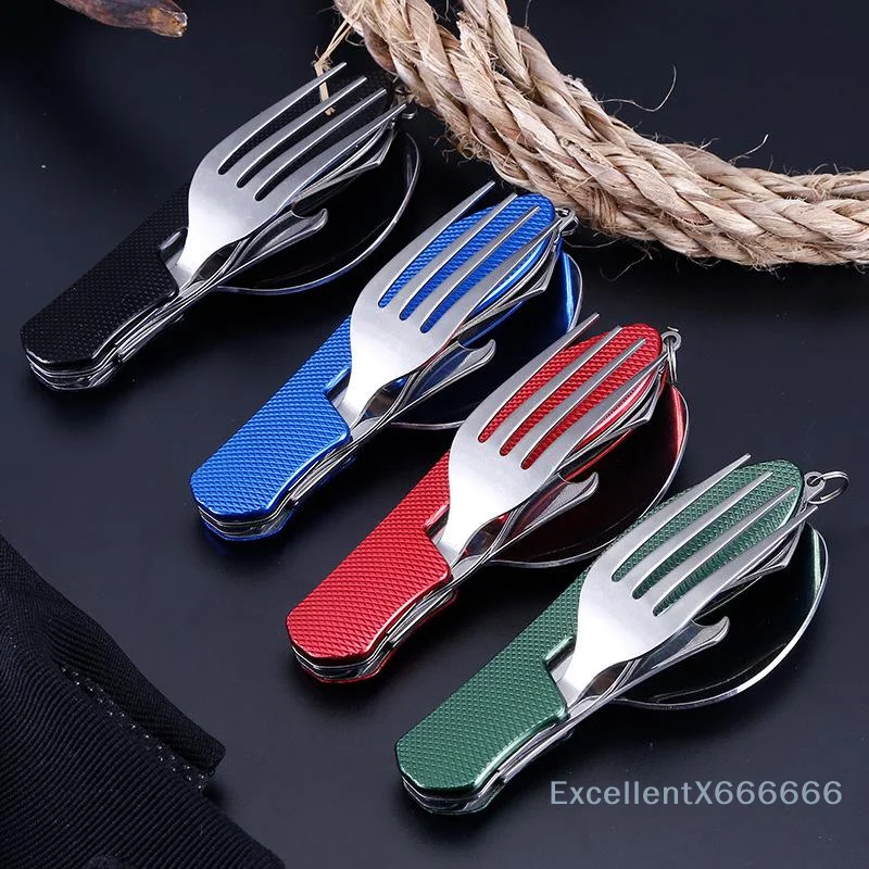 Foldable Camping Utensil Set Lightweight Detachable Portable Tableware for Backpacking BBQ Outdoor Trips