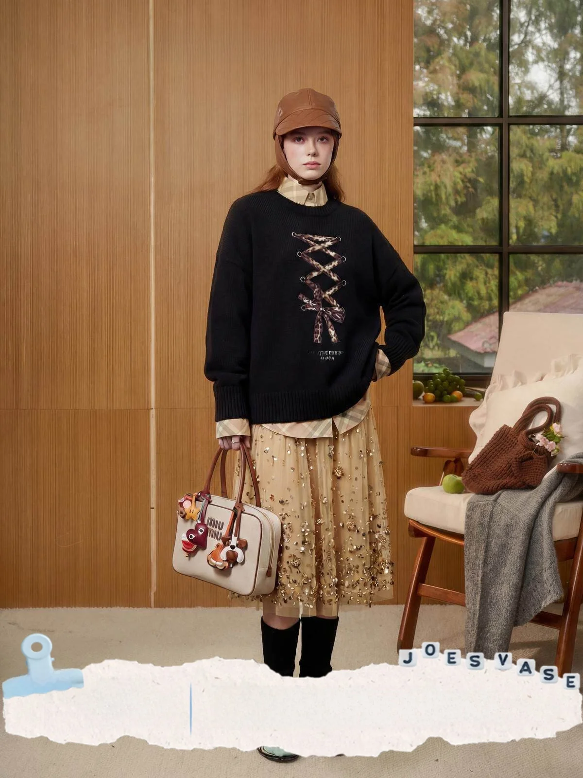 

Loose Casual Knitted Bla Sweater Women's Spring New Sle Jio with Flower Vase ×Lab Forest Island Relaxing Sle ...