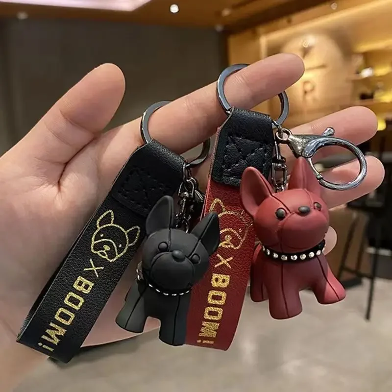 Cartoon fashion animal bulldog Bull dog figures model Trinket Key Chain PVC Doll Key ring KeyChain bag Pendant ornament gift