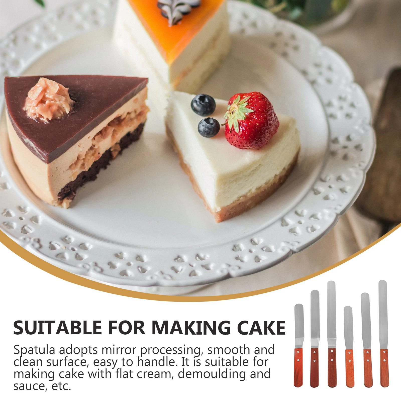 

6 Pcs Scraper Cake Spatula Cream Icing Spatulas Stainless Steel Ergonomic Baking