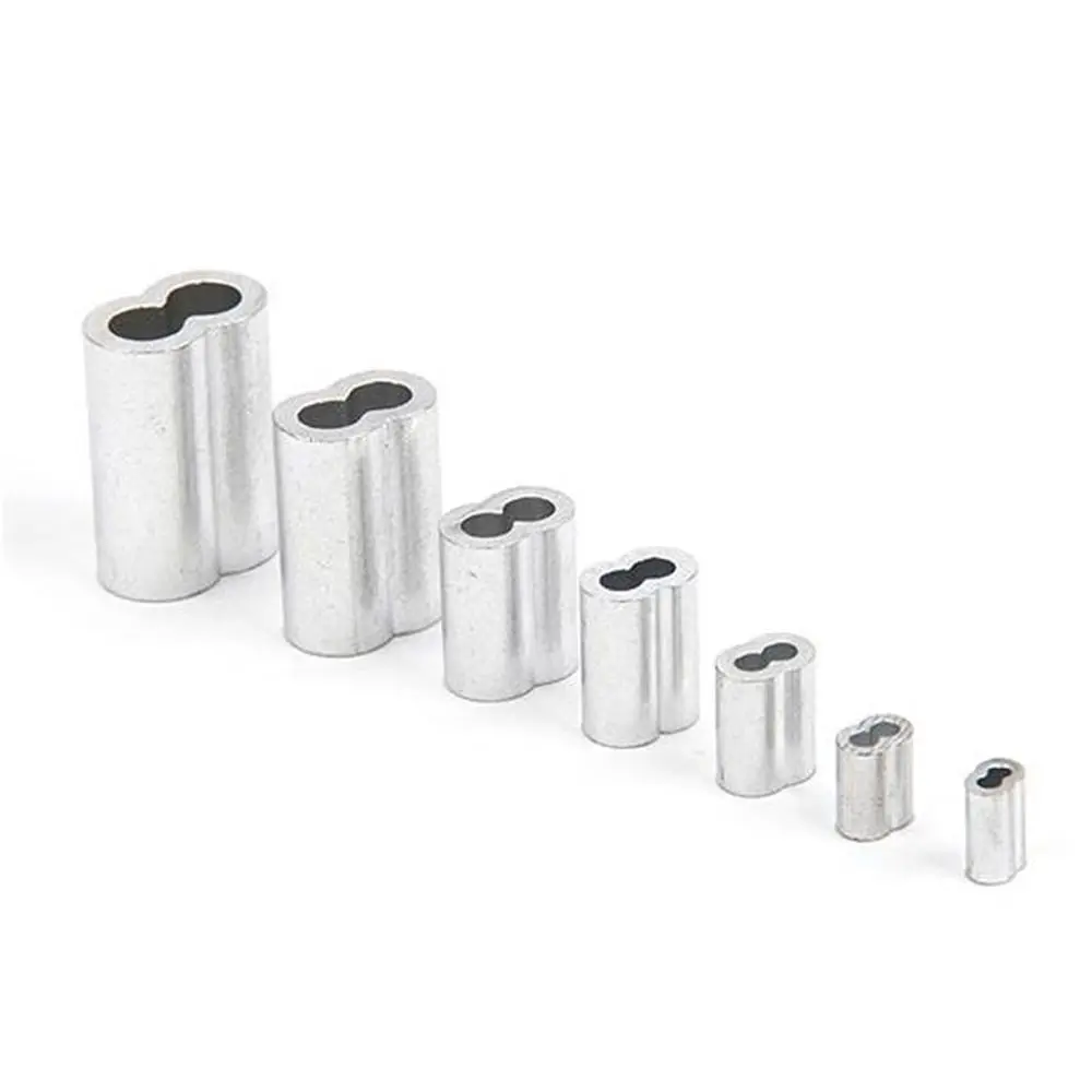 10-50Pcs 8-Shape M1 to M12 Crimp Sleeve Fixing Clip Double Hole Cable Clip Hardware Aluminum Wire Ferrules Steel Wire Rope