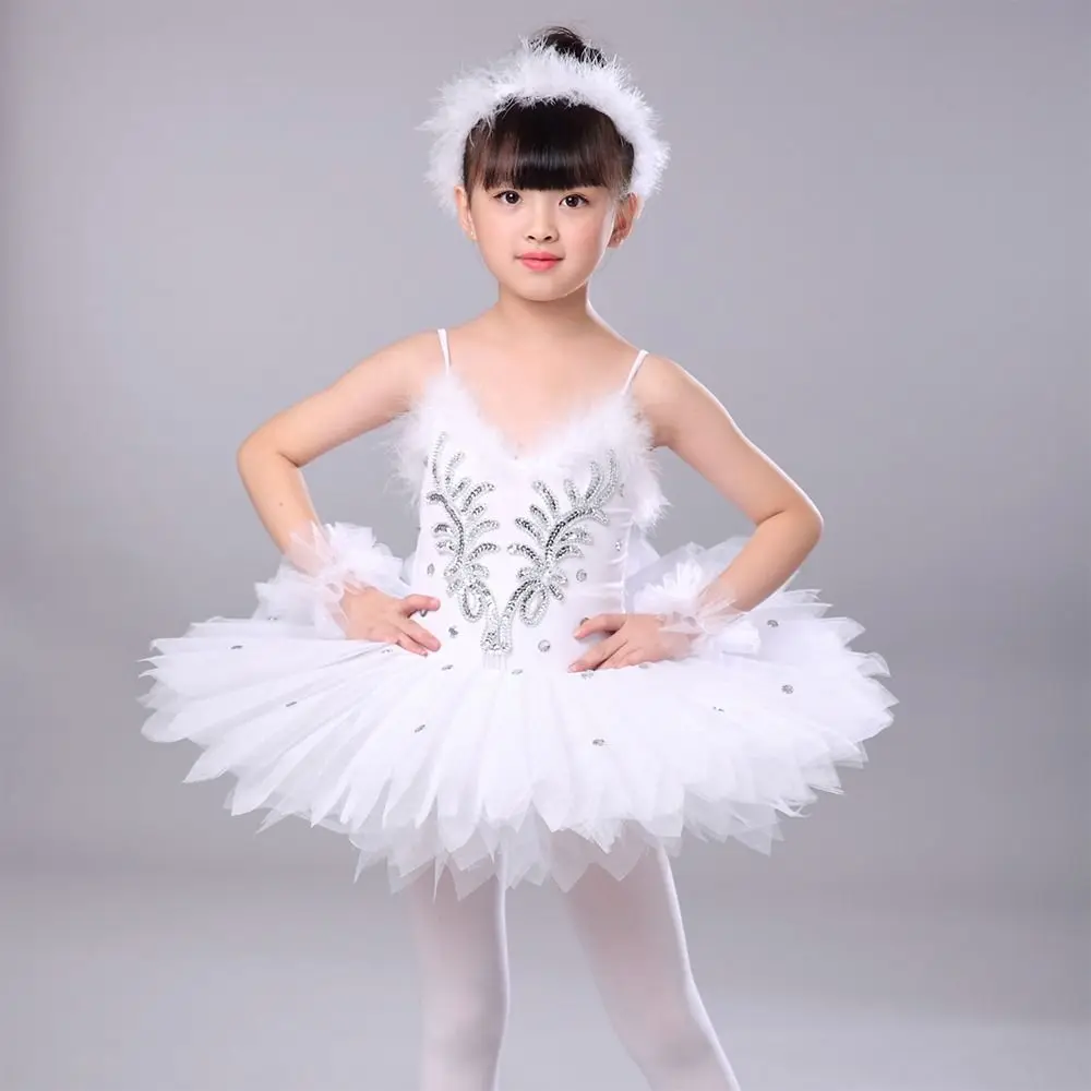 Abito da balletto per bambini con paillettes alla moda, moderno tutù di balletto gonfio, abito da festa, abiti da spettacolo per bambini