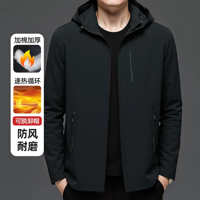 

Men's Thickened Warm Cotton Coat Fashion Outwear Parkas Longline Windbreaker Coats Top Quality Winter Thicken Men Clothing