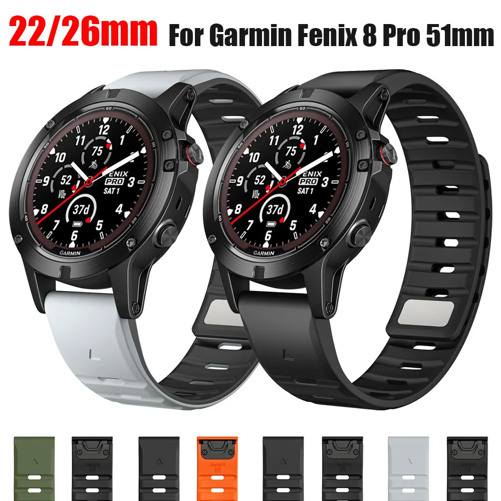 QuickFit 22/26 mm magnetisches Silikonarmband für Garmin Fenix 8Pro 8 7X/Tactix 8/Instinct 3 2X/Forerunner 965 955 Armband