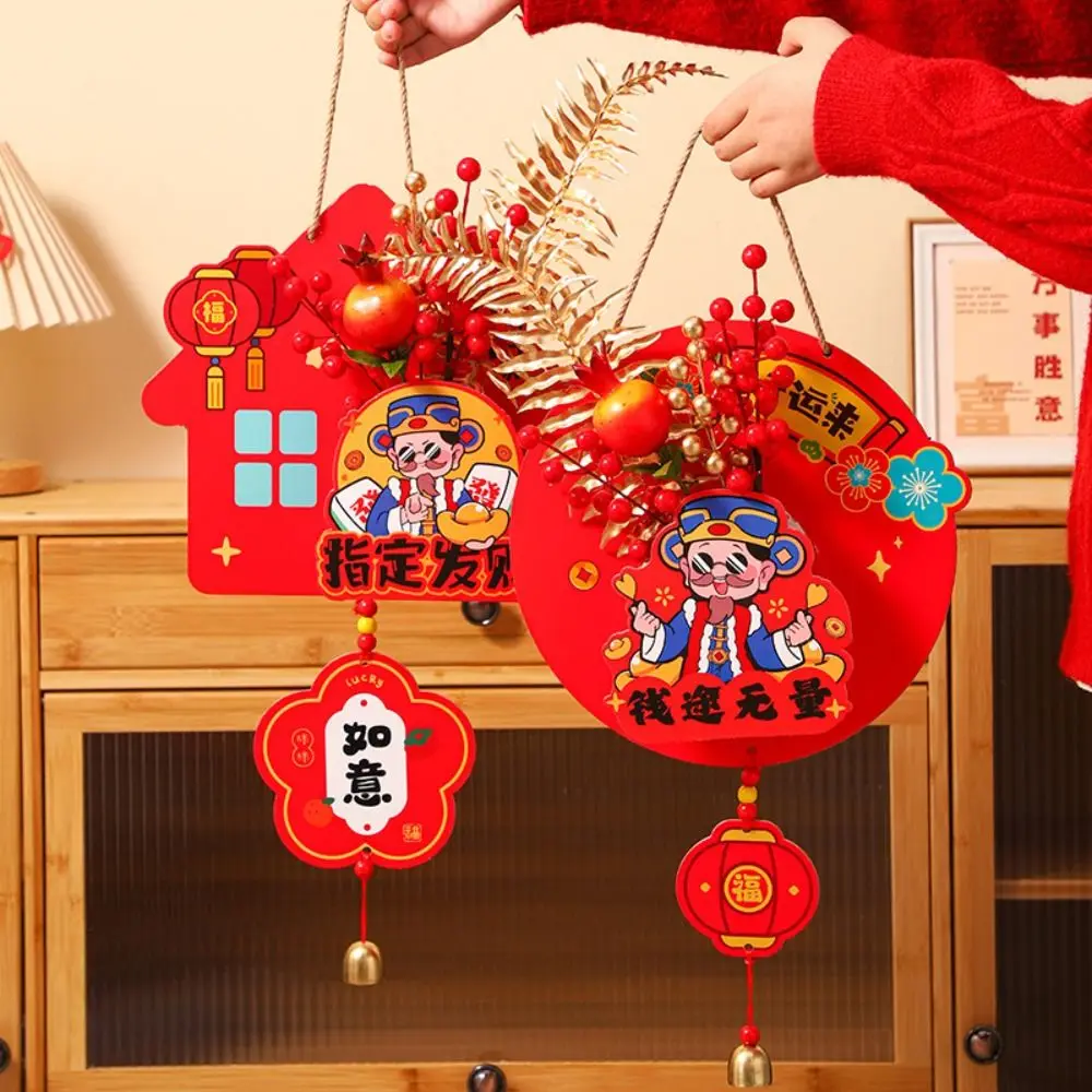

Cartoon Snake Year Lucky Pendants Traditional Handmade 2025 New Year Wall Pendants Blessing with Bells