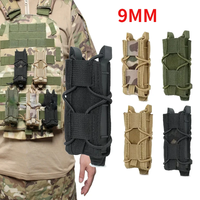 

Tactical Magazine Pouch 9MM Pistol Single Mag Bag Molle Flashlight Pouches Torch Holder Hunting Knife Holster Shooting Airsoft