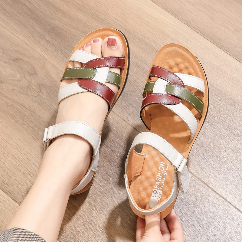 

Women Sandals 2023 Fashion Open Toe Outdoor Wedges Shoes For Women Summer Flat Non-slip Soft Bottom Elderly Beach Casual Shoes