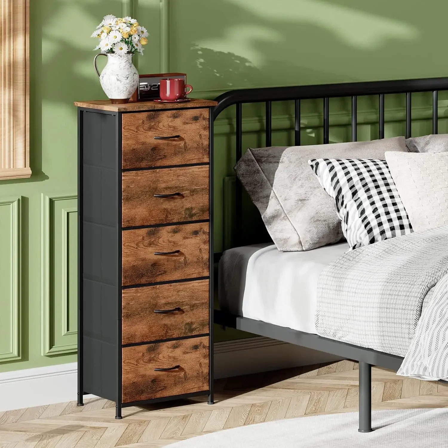 Storage cabinet Bedroom bedside table Simple living room Non-woven drawer  Wall storage cabinet Narrow storage