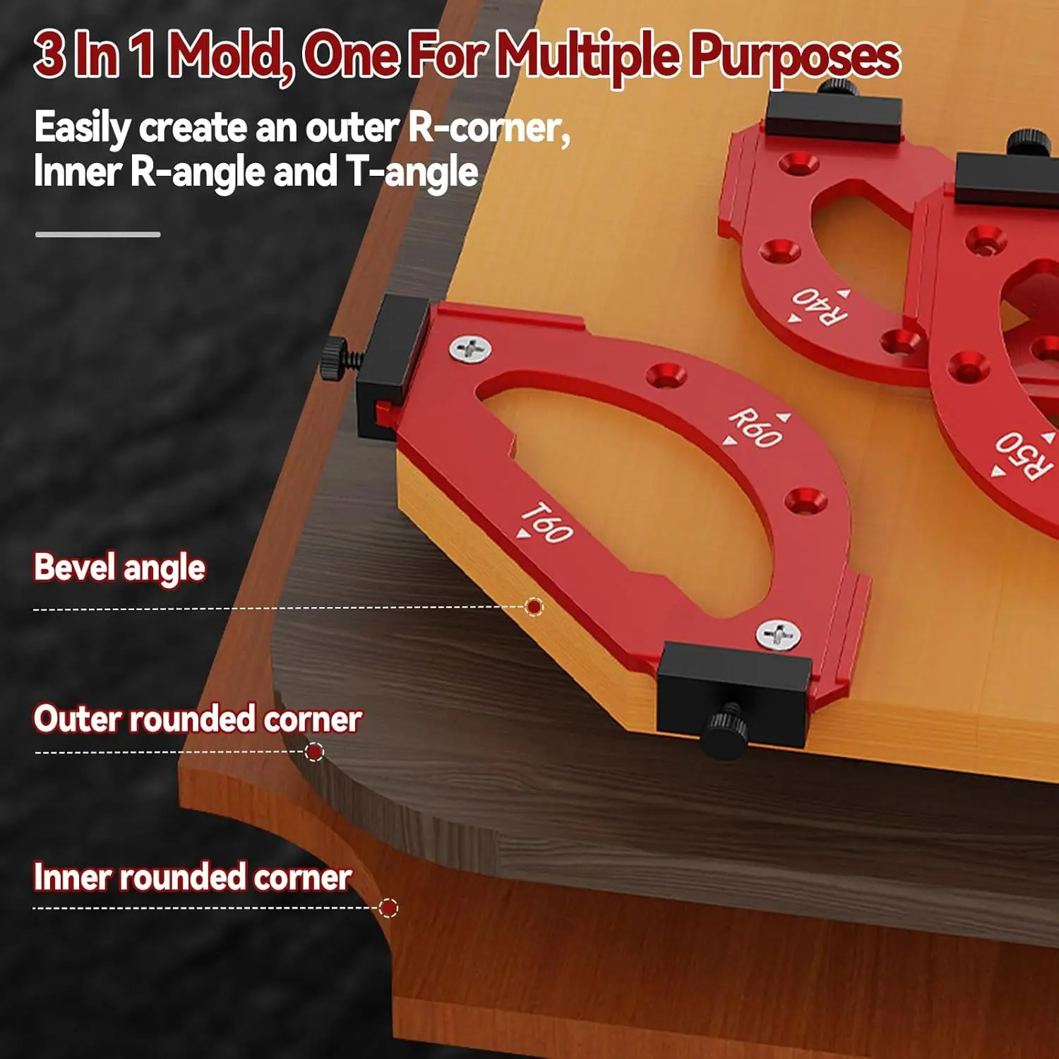 1PC Radius Jig Router Template Aluminum Corner Radius Routing Template Quick Jig Router Bit Templates Arc Cutting Auxiliary Toos