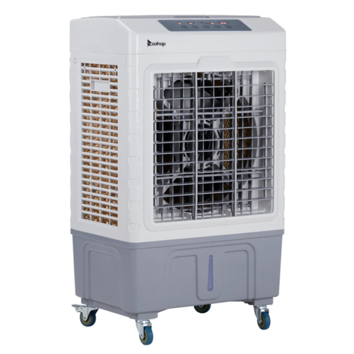 Портативный испарительный охладитель 3-в-1 — 2647 куб. футов в минуту, бак 10,57 галлона, пульт дистанционного управления, пакеты льда (белый/серый)
