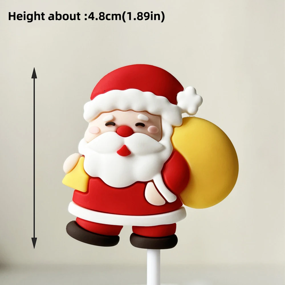 New Christmas Cake Decoration Cupcake Toppers Soft Rubber Christmas Tree Santa Claus Snowman for New Years 2025 Xmas Cake Topper