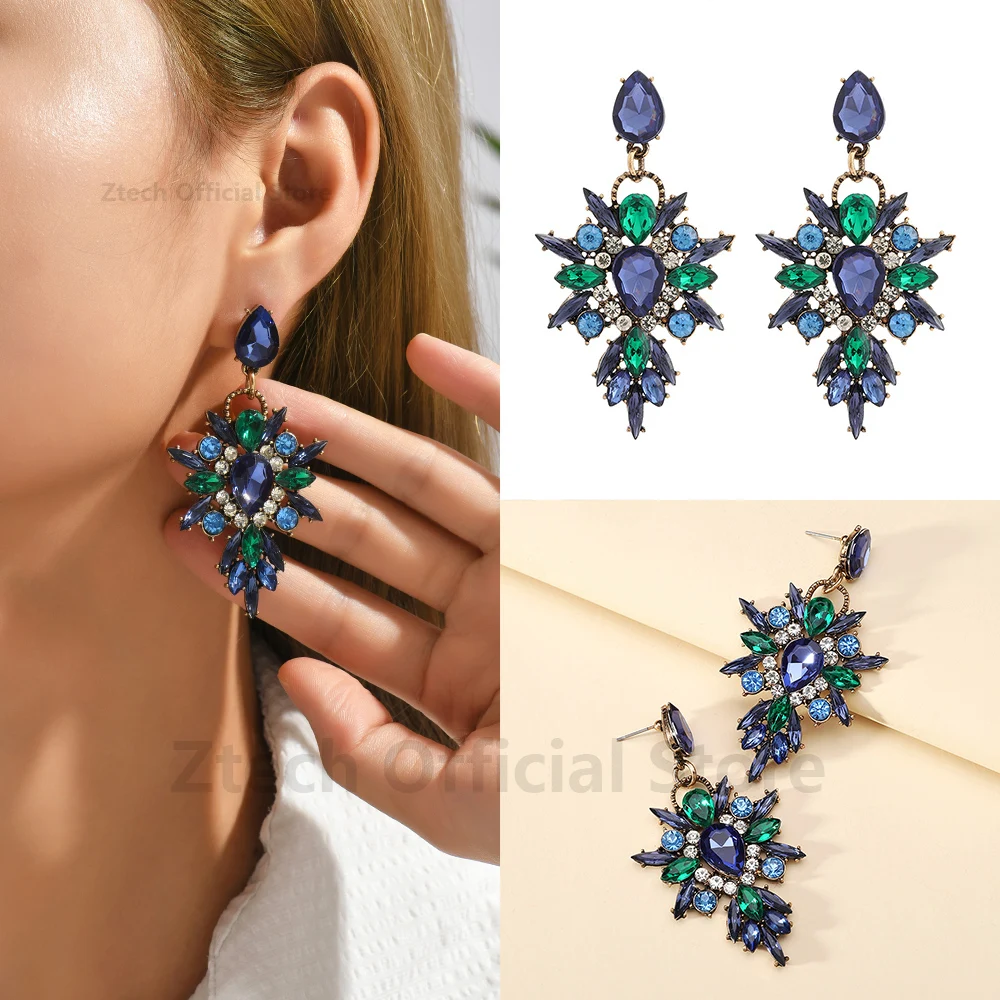 Sexy Luxury Shiny Rhinestone Decor Dangle Drop Earrings For Women Fashion Vintage Design Elegant Exquisite Jewelry Accessories