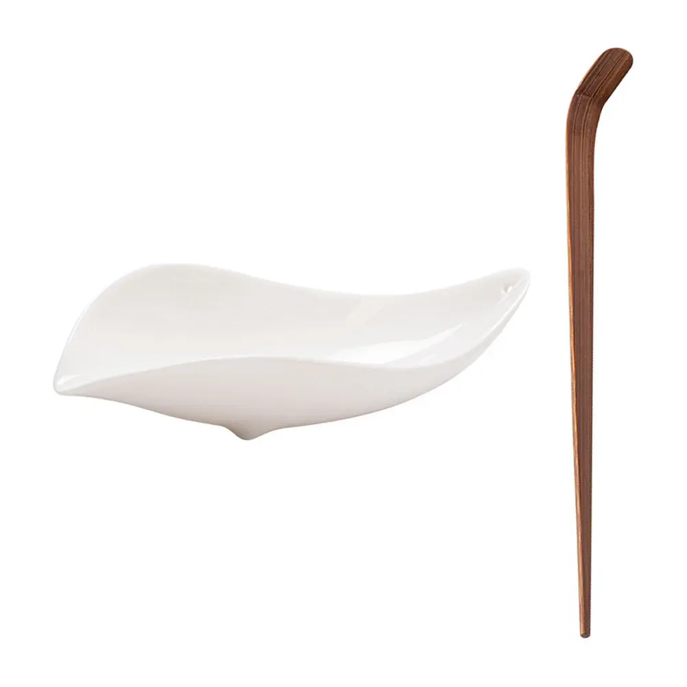 2Pcs Tea Shovel Ceramic Scoop Set Exquisite Wooden Teaware Accessories Perfect for Home Tea Office Daily Use