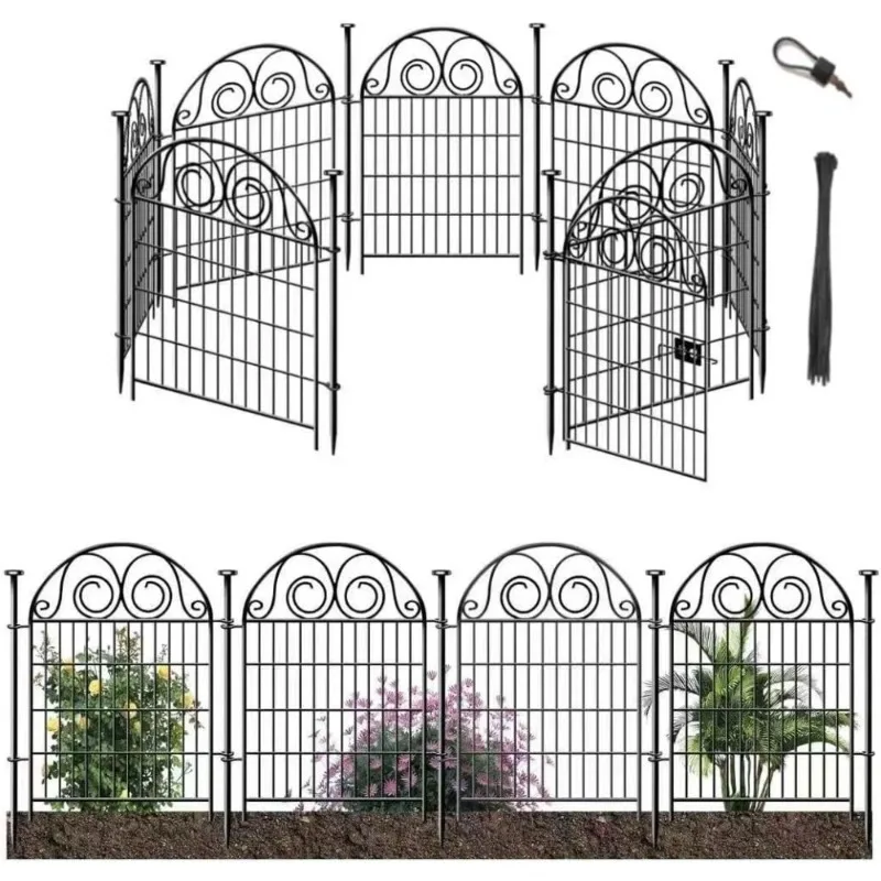 

Высокий садовый барьер для животных с воротами, 40 дюймов, высота, 8 панелей, металлический забор для собак, защита для уличного двора, временный многоразовый