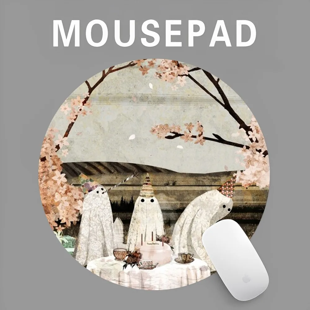 Ghost Mousepad INS Tide Round Keyboard Mat Table Mat Students Cabinet Gamer Desktop Mousepad Cup Mats Deskpad Home Decor