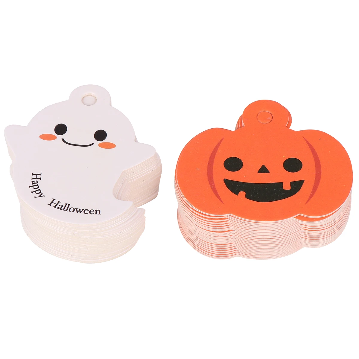 

100pcs Halloween Pumpkin Hanging Tags Pre cut Hole Paper Pendants Gift Labels DIY Craft Cards Office Paper Products