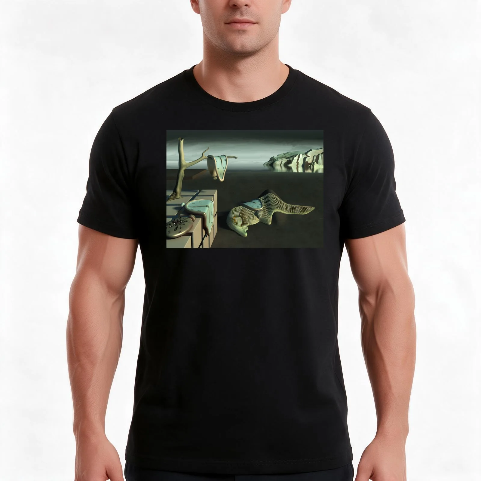 Persistence of Memory V2 T-Shirt, Summer Casual Cotton Tee, Oversized Streetwear Tops, Vintage Graphic Print, Unisex Men Women