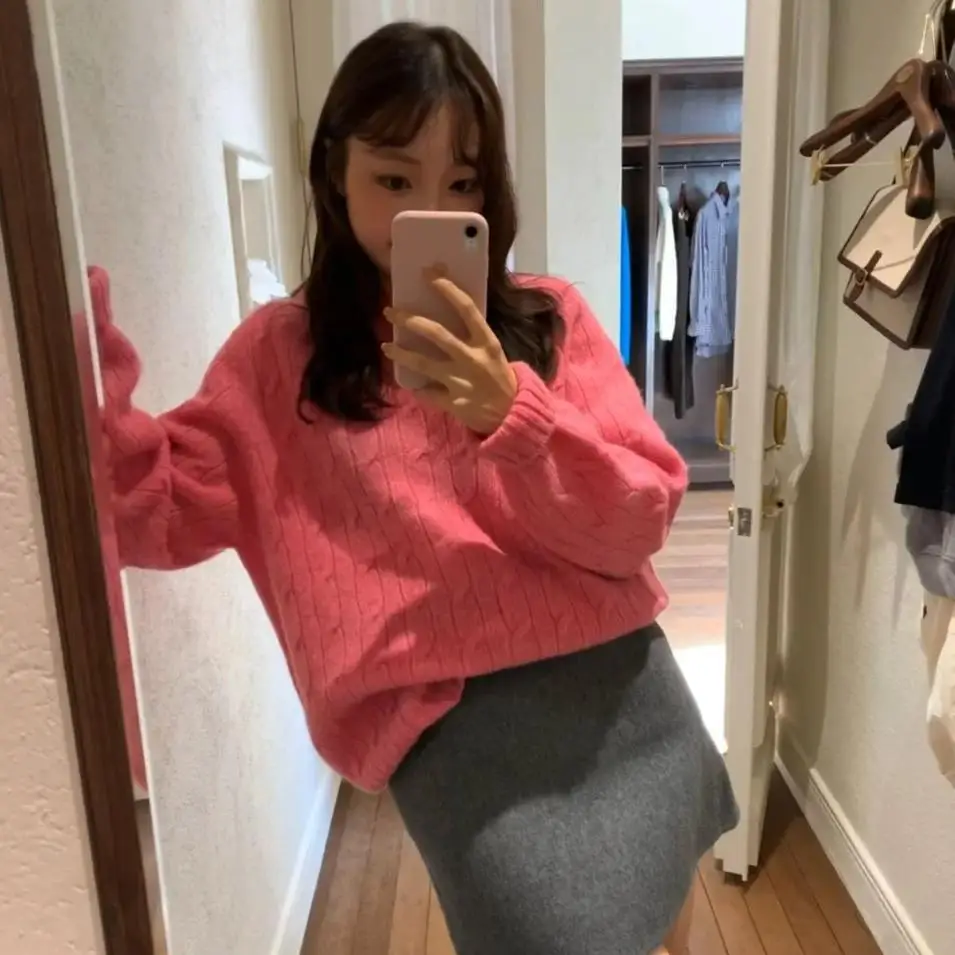 فضفاض عادية جولة Ne محبوك رداء علوي من الصوف بار * صافي ثمانية الحليب 2025 الخريف خمر تويست 00% الصوف محبوك سترة