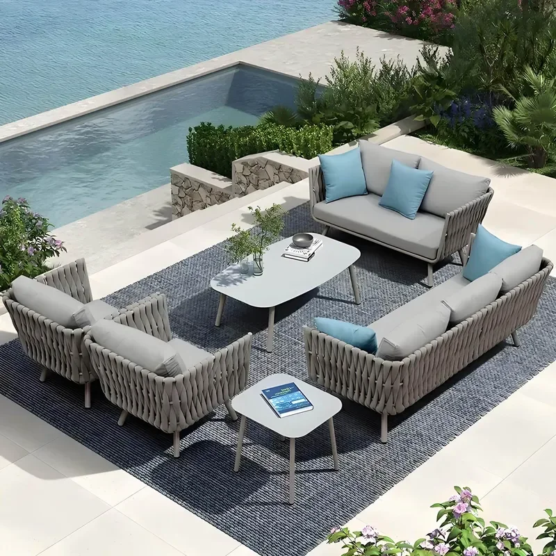 for Outdoor Furniture Courtyard Rattan Sofa Villa Nordic Hotel Creative Ribbon Sofa