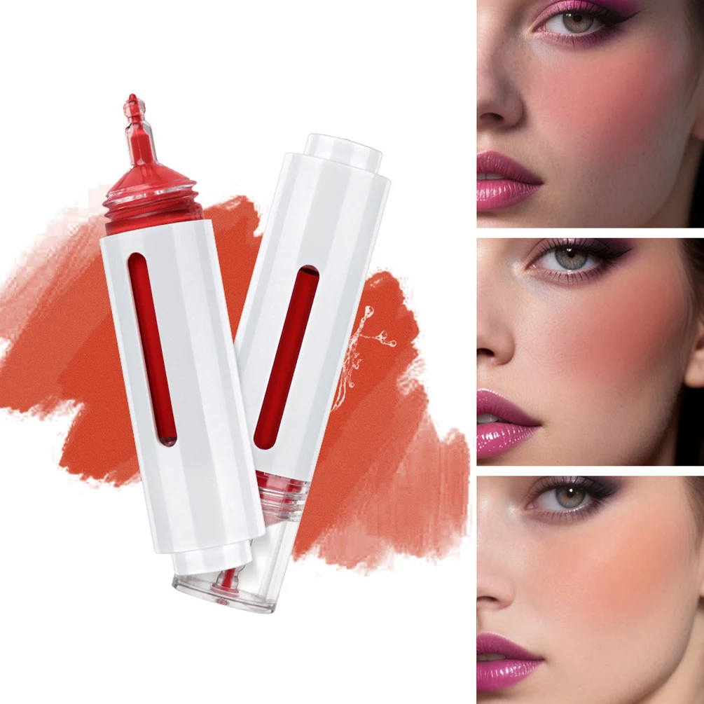 4-farbiges Private Label Liquid Blush, individuelles Logo, Spritzenstil, Press-Typ, mattes Rouge, wasserfest, farbecht, Pigment-Make-up, vegan