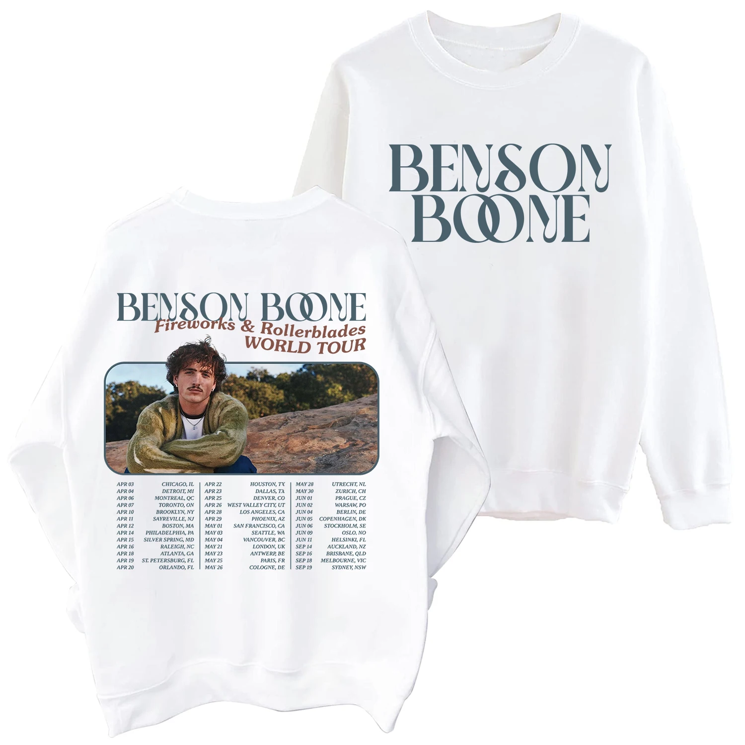 Benson Boone Fireworks and Rollerblades 2024 World Tour Sweatshirt Man Woman Crewneck Streetswear Hoodie Fans Gift