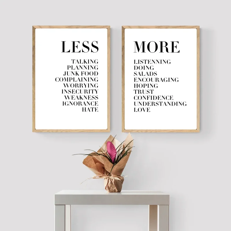 1pc frameless Canvas Painting Typography Text Letters Poster Art Minimalist Black And White Paintings Wall Bedroom Decor Decorat