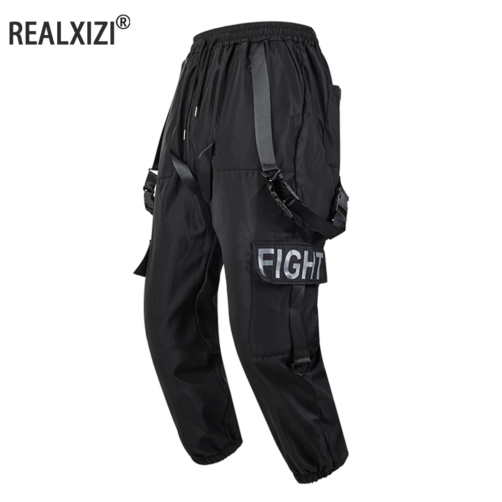 Men Cargo Pants for Men Casual Hip Hop Pant Loose Large Size Streetwear Sweatpants Y2K Pants Black Pocket Men Streetwear