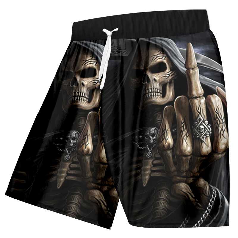 Herren-Badehose mit 3D-Totenkopf-Print, Strandshorts, schnell trocknende Outdoor-Freizeit-Sportshorts, Badebekleidung, modische Herrenshorts – Detail 13