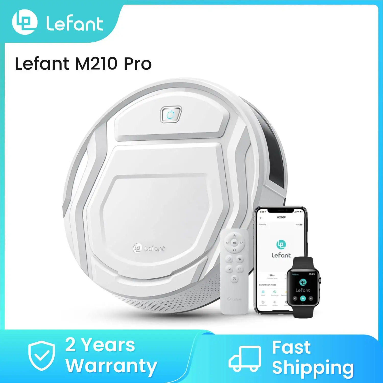 Aspirateur robot Lefant M210 Pro, puissance d'aspiration de 2200 Pa, autonomie de 120 minutes, recharge automatique, contrôle via Wi-Fi/application/Alexa Aspirateur robot Lefant M210 Pro, puissance d'aspiration de 2200 Pa, autonomie de 120 minutes, recharge automatique, contrôle via Wi-Fi/application/Alexa
